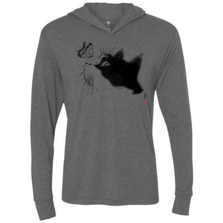 T-Shirts Premium Heather / X-Small Curious Cat Triblend Long Sleeve Hoodie Tee