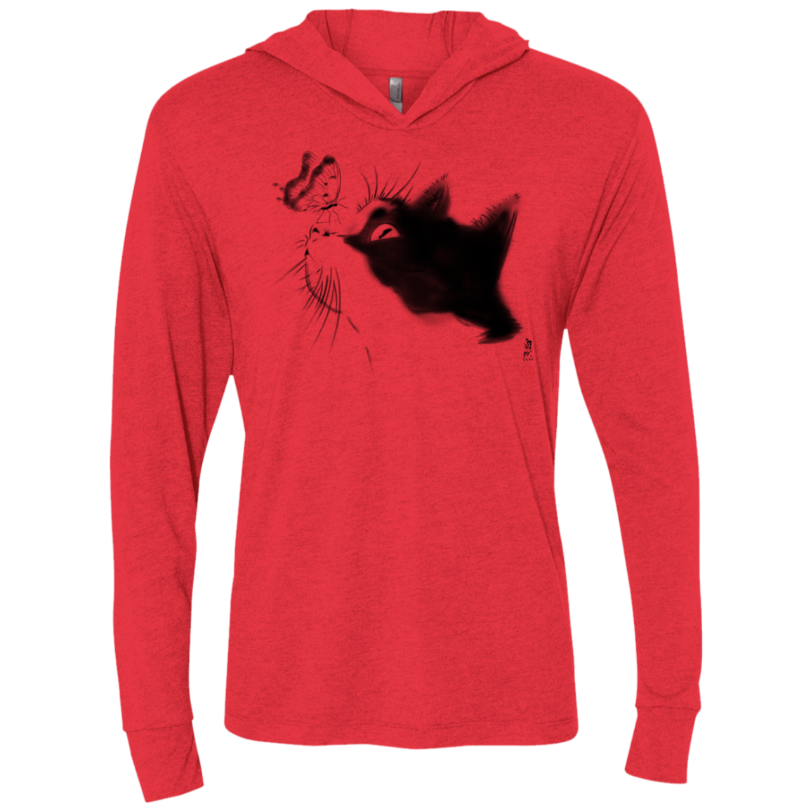 T-Shirts Vintage Red / X-Small Curious Cat Triblend Long Sleeve Hoodie Tee