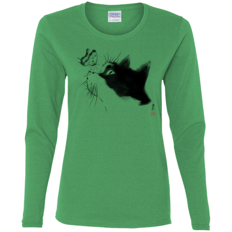 T-Shirts Irish Green / S Curious Cat Women's Long Sleeve T-Shirt