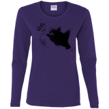 T-Shirts Purple / S Curious Cat Women's Long Sleeve T-Shirt