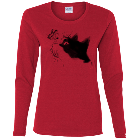 T-Shirts Red / S Curious Cat Women's Long Sleeve T-Shirt
