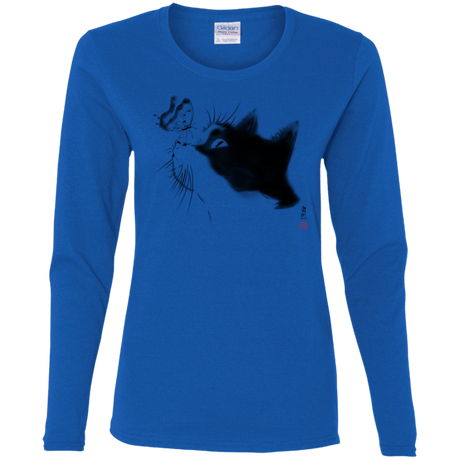 T-Shirts Royal / S Curious Cat Women's Long Sleeve T-Shirt