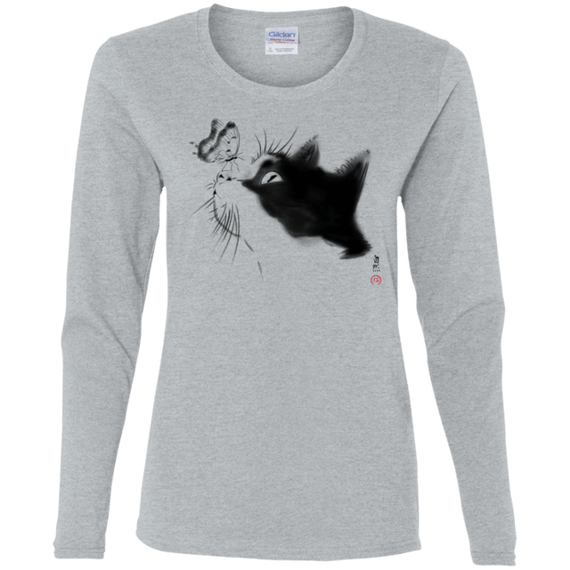 T-Shirts Sport Grey / S Curious Cat Women's Long Sleeve T-Shirt