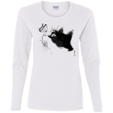 T-Shirts White / S Curious Cat Women's Long Sleeve T-Shirt