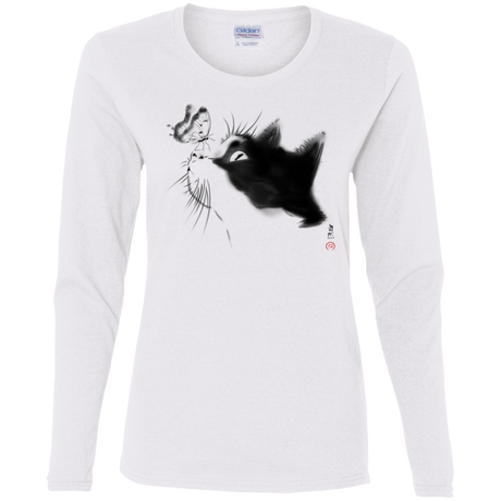 T-Shirts White / S Curious Cat Women's Long Sleeve T-Shirt