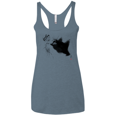 T-Shirts Indigo / X-Small Curious Cat Women's Triblend Racerback Tank