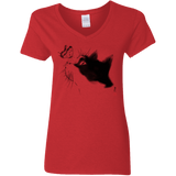 T-Shirts Red / S Curious Cat Women's V-Neck T-Shirt