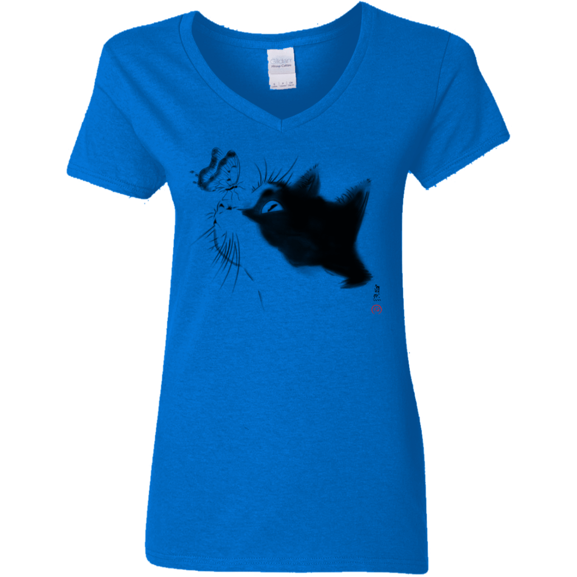 T-Shirts Royal / S Curious Cat Women's V-Neck T-Shirt