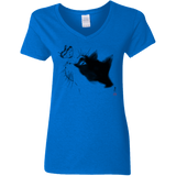 T-Shirts Royal / S Curious Cat Women's V-Neck T-Shirt