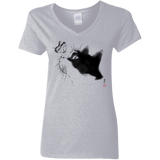 T-Shirts Sport Grey / S Curious Cat Women's V-Neck T-Shirt
