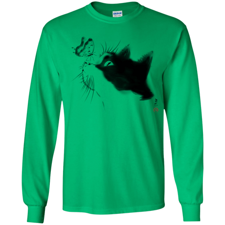 T-Shirts Irish Green / YS Curious Cat Youth Long Sleeve T-Shirt