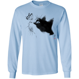 T-Shirts Light Blue / YS Curious Cat Youth Long Sleeve T-Shirt