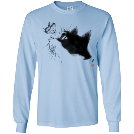 T-Shirts Light Blue / YS Curious Cat Youth Long Sleeve T-Shirt