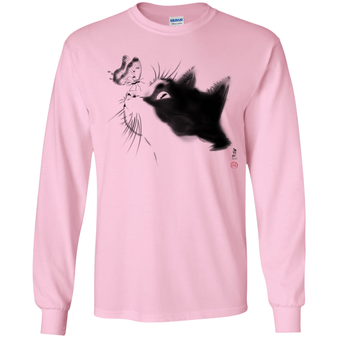 T-Shirts Light Pink / YS Curious Cat Youth Long Sleeve T-Shirt