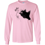 T-Shirts Light Pink / YS Curious Cat Youth Long Sleeve T-Shirt