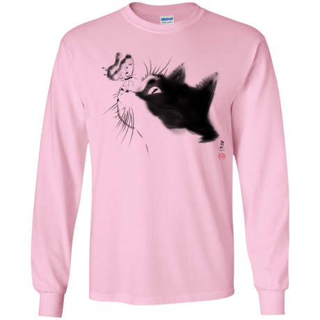 T-Shirts Light Pink / YS Curious Cat Youth Long Sleeve T-Shirt