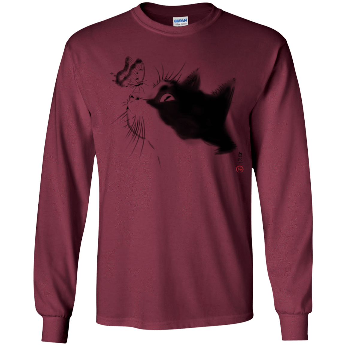T-Shirts Maroon / YS Curious Cat Youth Long Sleeve T-Shirt