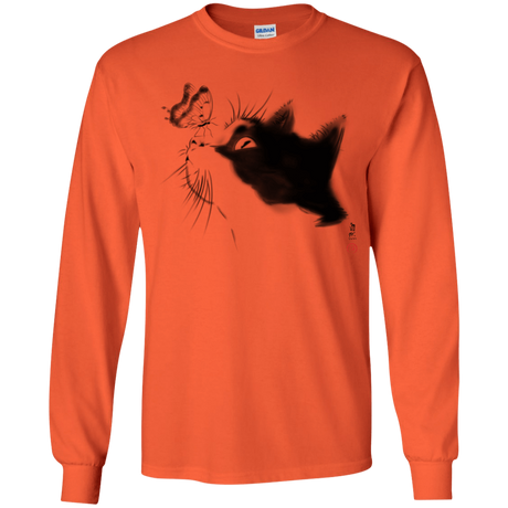 T-Shirts Orange / YS Curious Cat Youth Long Sleeve T-Shirt