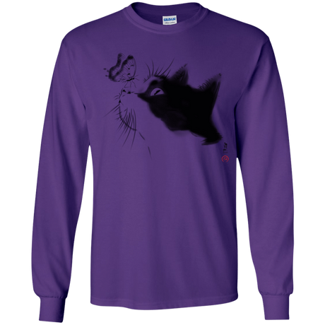 T-Shirts Purple / YS Curious Cat Youth Long Sleeve T-Shirt