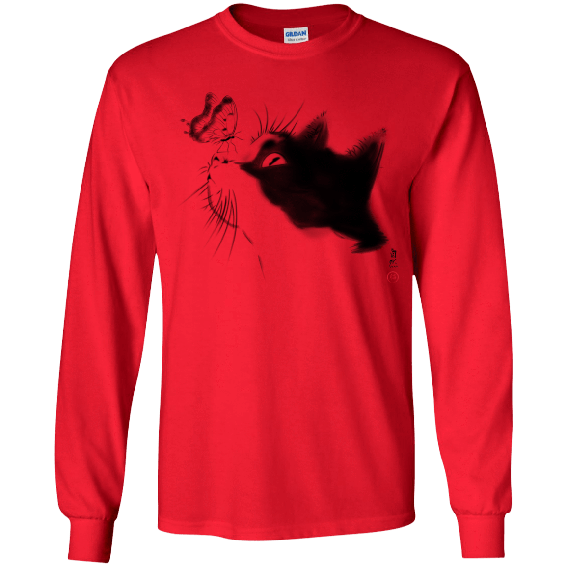 T-Shirts Red / YS Curious Cat Youth Long Sleeve T-Shirt
