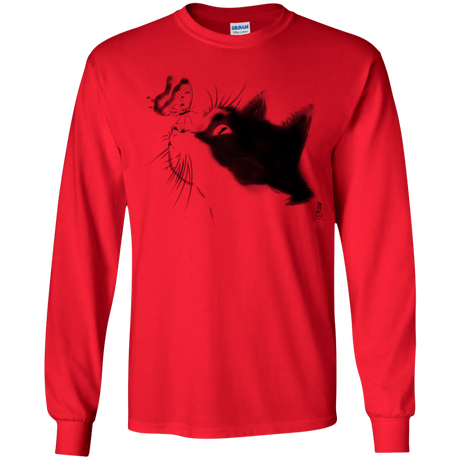 T-Shirts Red / YS Curious Cat Youth Long Sleeve T-Shirt