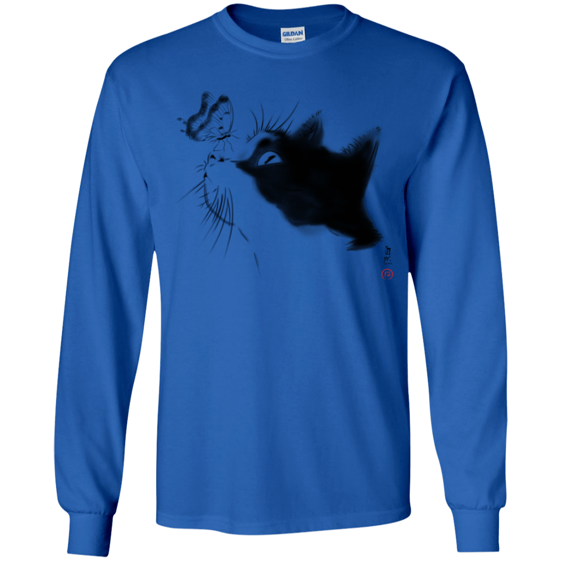 T-Shirts Royal / YS Curious Cat Youth Long Sleeve T-Shirt