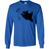 T-Shirts Royal / YS Curious Cat Youth Long Sleeve T-Shirt