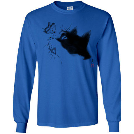 T-Shirts Royal / YS Curious Cat Youth Long Sleeve T-Shirt