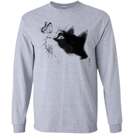 T-Shirts Sport Grey / YS Curious Cat Youth Long Sleeve T-Shirt