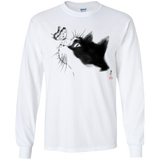 T-Shirts White / YS Curious Cat Youth Long Sleeve T-Shirt