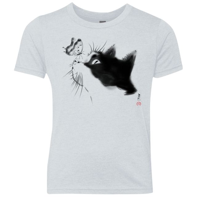 T-Shirts Heather White / YXS Curious Cat Youth Triblend T-Shirt