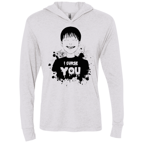 T-Shirts Heather White / X-Small Curse Triblend Long Sleeve Hoodie Tee