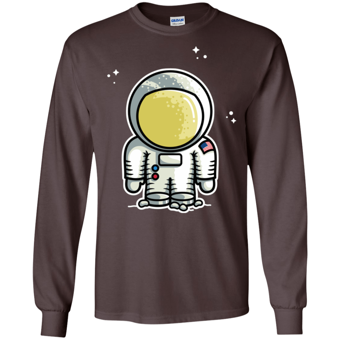 T-Shirts Dark Chocolate / S Cute Astronaut Men's Long Sleeve T-Shirt