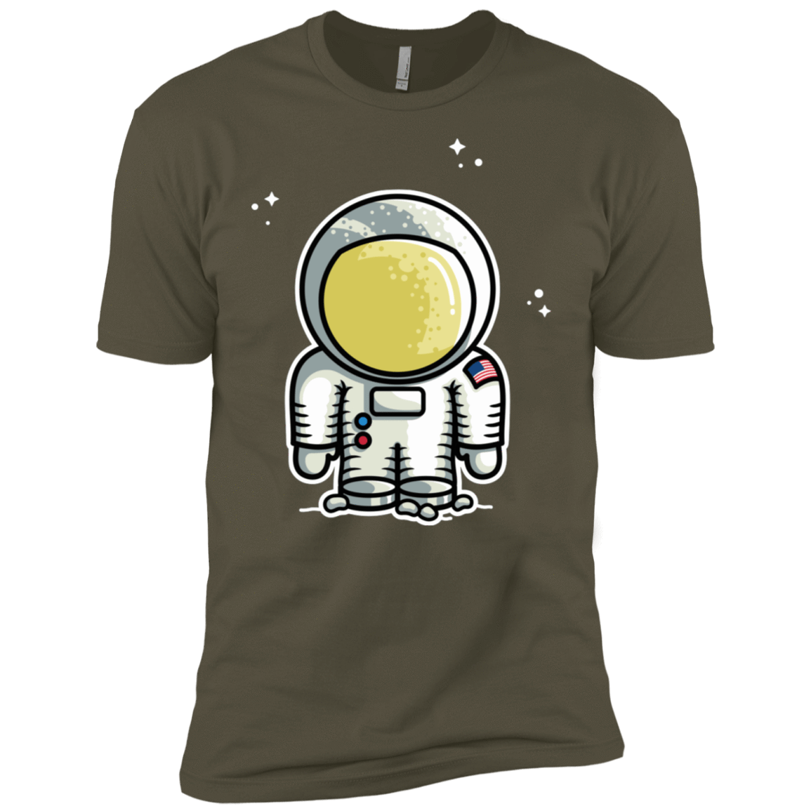 T-Shirts Military Green / X-Small Cute Astronaut Men's Premium T-Shirt