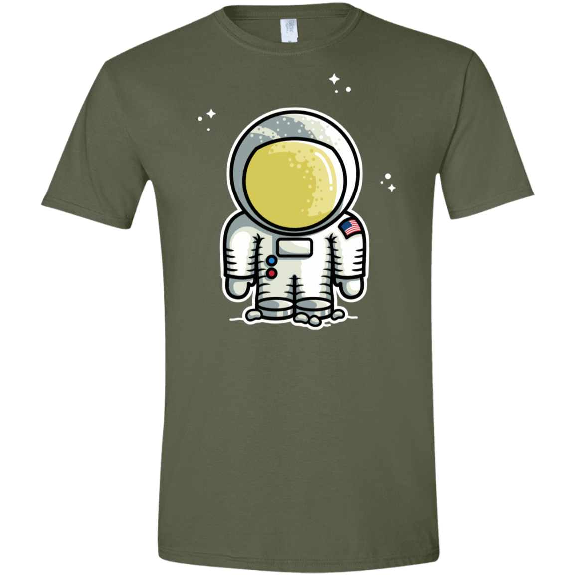 T-Shirts Military Green / S Cute Astronaut Men's Semi-Fitted Softstyle