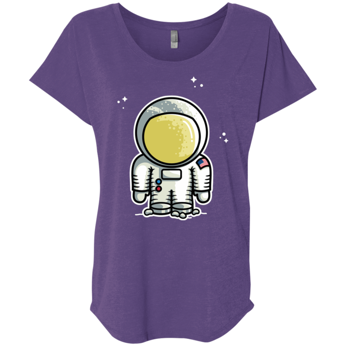 T-Shirts Purple Rush / X-Small Cute Astronaut Triblend Dolman Sleeve