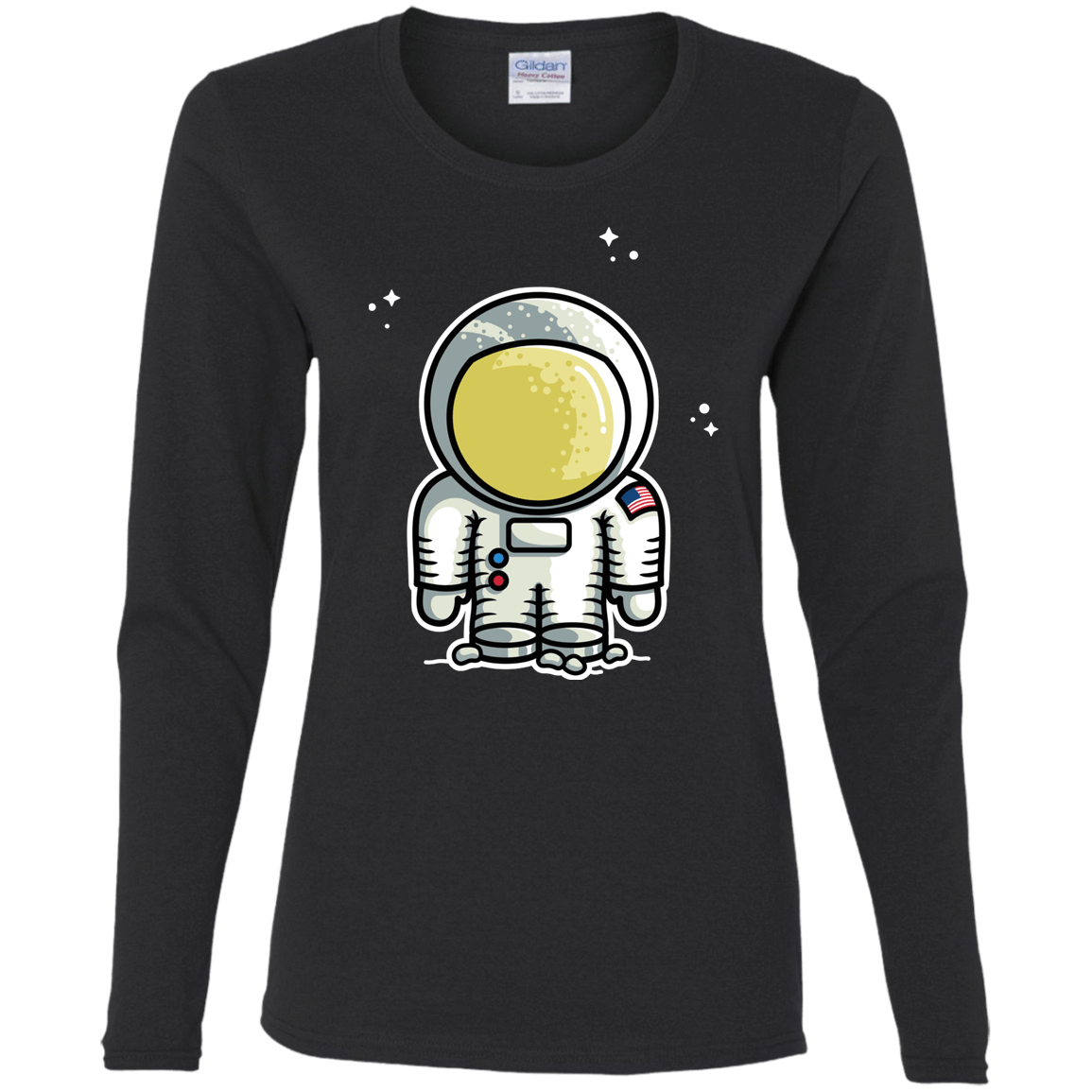 T-Shirts Black / S Cute Astronaut Women's Long Sleeve T-Shirt