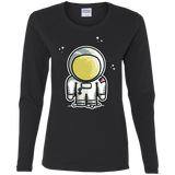 T-Shirts Black / S Cute Astronaut Women's Long Sleeve T-Shirt