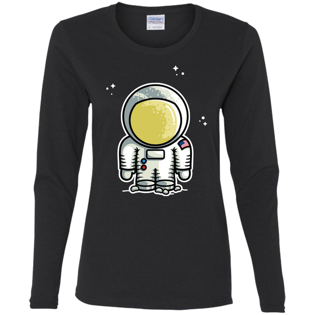 T-Shirts Black / S Cute Astronaut Women's Long Sleeve T-Shirt