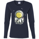 T-Shirts Navy / S Cute Astronaut Women's Long Sleeve T-Shirt