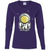 T-Shirts Purple / S Cute Astronaut Women's Long Sleeve T-Shirt