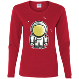 T-Shirts Red / S Cute Astronaut Women's Long Sleeve T-Shirt