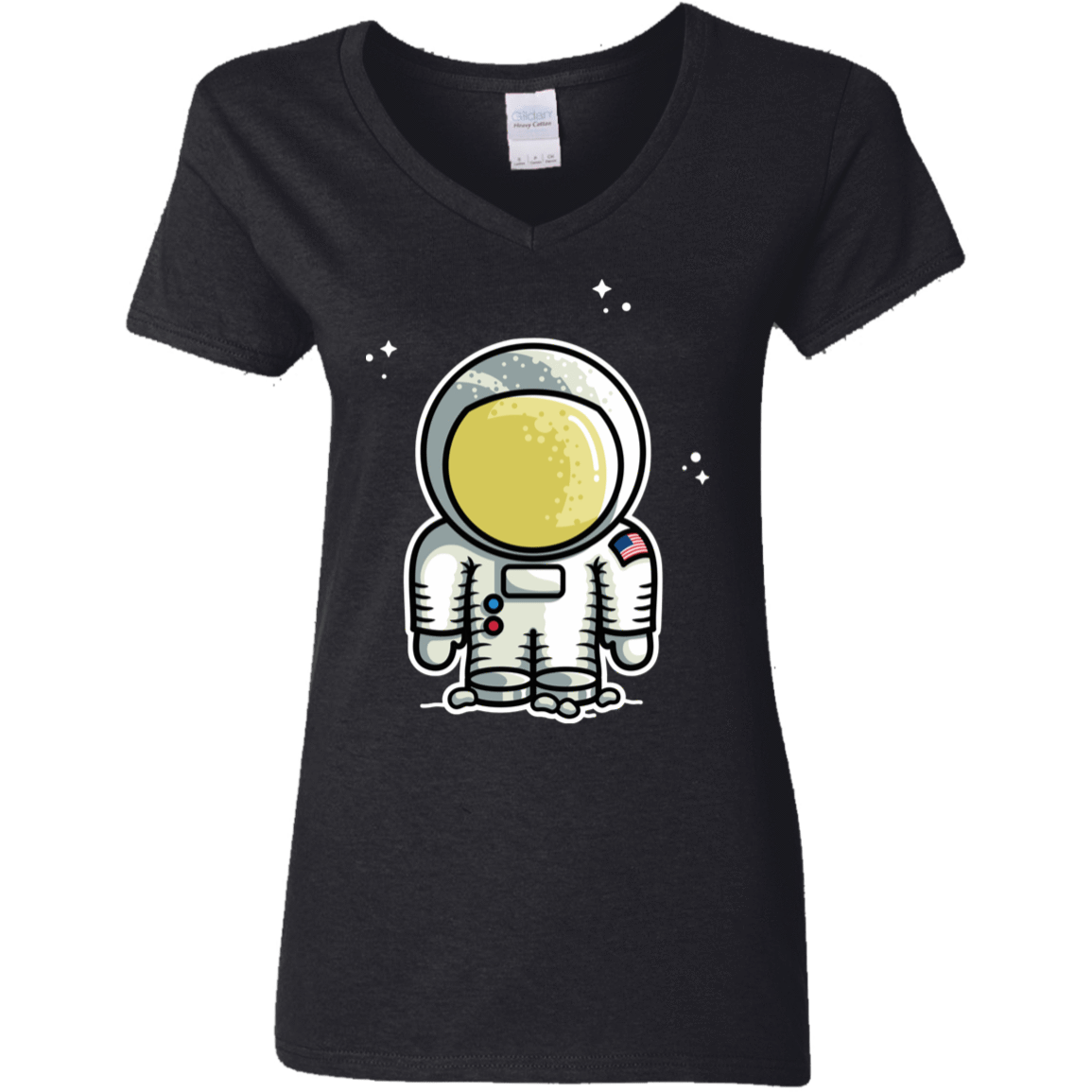 T-Shirts Black / S Cute Astronaut Women's V-Neck T-Shirt