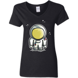 T-Shirts Black / S Cute Astronaut Women's V-Neck T-Shirt