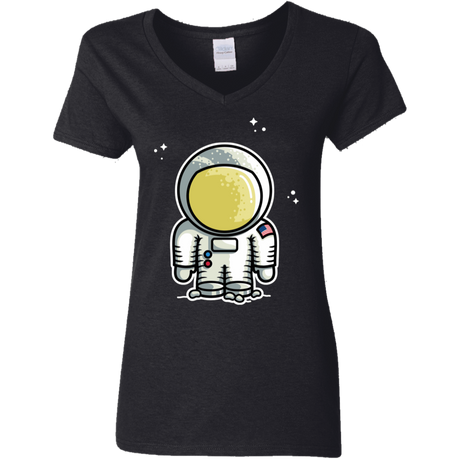 T-Shirts Black / S Cute Astronaut Women's V-Neck T-Shirt