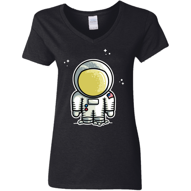 T-Shirts Black / S Cute Astronaut Women's V-Neck T-Shirt