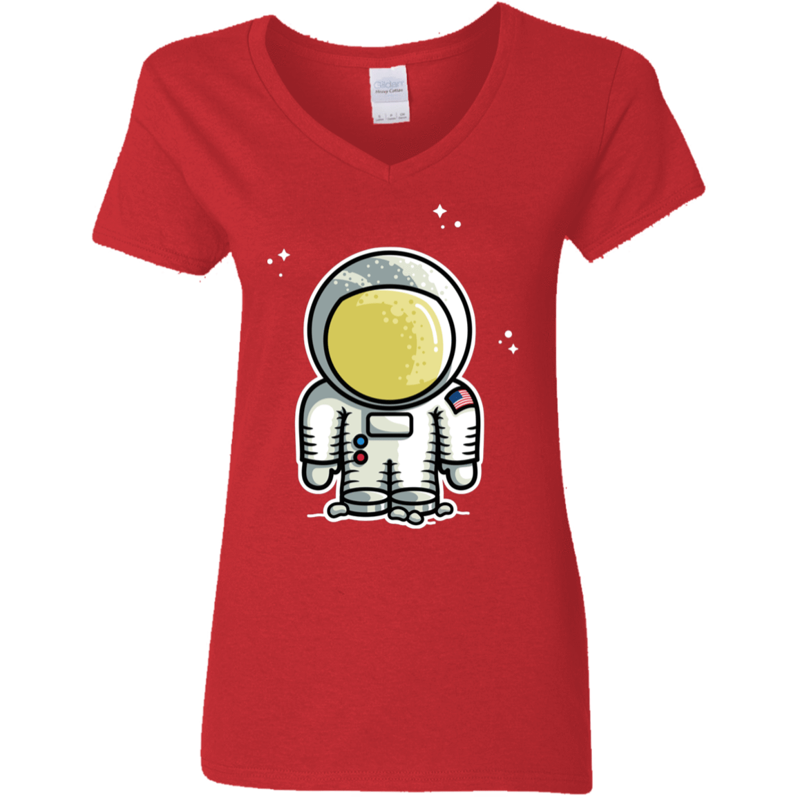 T-Shirts Red / S Cute Astronaut Women's V-Neck T-Shirt