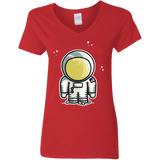 T-Shirts Red / S Cute Astronaut Women's V-Neck T-Shirt