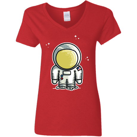 T-Shirts Red / S Cute Astronaut Women's V-Neck T-Shirt