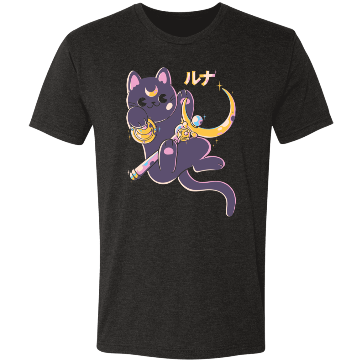 T-Shirts Vintage Black / S Cute Cat Anime Men's Triblend T-Shirt